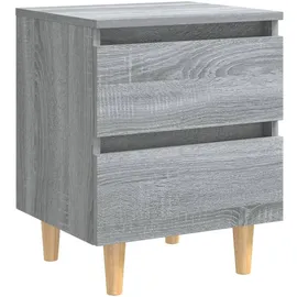 vidaXL Nachtschrank mit Massivholz-Beinen 40 x 35 x 50 cm Grau