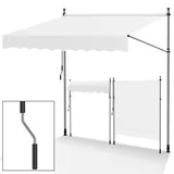Tubiaz Klemmmarkise Balkon ohne Bohren, markise Balkon 250cm breit mit Handkurbel, Höhenverstellbare, UV-beständig und wasserdicht Klemmmarkise für Terrasse Balkon, Milchweiß