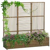 Outsunny Polyrattan Hochbeet mit Rankgitter, Blumenkasten für Garten, Sand,