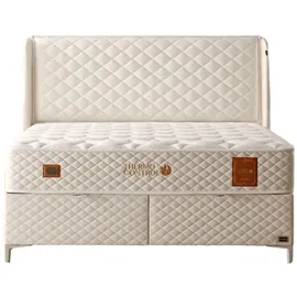 Bambi Boxspringbett 160x200 mit Bettkasten mit Matratzen Thermo Control Set Stauraum 7-Komfortzonen H3 (Weiß) - Weiß