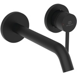 Ideal Standard Ceraline Nuovo Wand-Waschtischarmatur Wandmontage, Bad-Wandarmatur mit Auslauf, Mischbatterie Wasserhahn, Wassersparend, Schwarz silk black