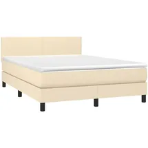 vidaXL Boxspringbett mit Matratze Creme 140x200 cm Stoff