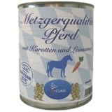 Metzgerqualität Pferd mit Karotte und Leinsamen 800g Dose