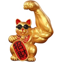 LOVIVER Gold Winkekatze, China Deko Glücksbringer Glückskatze Maneki Neko Lucky Cat Figur Sammlerfiguren Ornament für Wohnkultur Auto Laden Geschäfte Hotel - Linkes Glück
