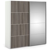 ebuy24 Ebuy24, Kleiderschrank, Schiebetürenschrank 2 Türen breit 183 cm weiss, Eiche Dekor.