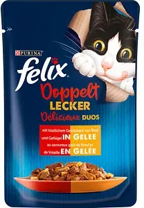 felix® Katzen-Nassfutter Doppelt lecker Délicieux duos mit Rind und Geflügel 26x 85,0 g