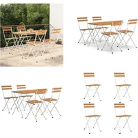 vidaXL 5 tlg. Bistro Set Klappbar Massivholz Akazie und Stahl - Bistro Set - Bistro Sets - Bistro Set Klappbar - Gartenmöbel Set - Braun