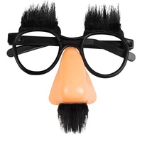 Boland 02597 - Partybrille Witzfigur, 1 Stück, Einheitsgröße, schwarze Brille mit Nase, Augenbrauen und Oberlippenbart aus Kunsthaar, Kunststoff, Clown, Accessoire, Karneval, Verkleidung, Mottoparty