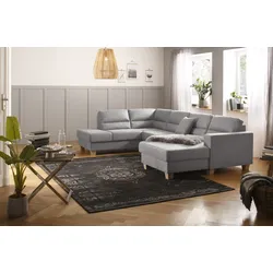 Wohnlandschaft HOME AFFAIRE "Navan, U-Form", silber, B:313cm H:85cm, Sofas, Wohnlandschaft, wahlweise mit Bettfunktion und Kopfstütze