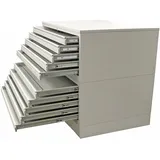 Schrank & Stuhl Planschrank – Grafikschrank mit 10 Schüben für DIN A1 Formate, Flachablageschrank mit Sockel in Lichtgrau (RAL 7035), Komplett montiert, 102 x 113 x 83 cm