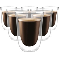 Latte macchiato gläser set 6 x 270 ml | Thermogläser Doppelwandig | Kaffeeglas, Trinkgläser, Teegläser, Cappuccino Gläser aus Borosilikatglas (6 x 270 ml)
