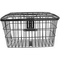 WOONEKY Fahrradkorb Lenkerkorb Aus Eisen Mit Deckel Großer Drahtkorb Vorne Zur Aufbewahrung Geräumig Für Freizeitfahrten Im Freien