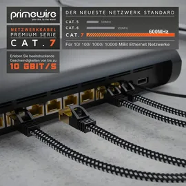 CSL - 5m CAT 7 Netzwerkkabel Flach und Dünn - Lan Kabel für 10 Gigabit High Speed, Internetkabel, Flachbandkabel, Verlegekabel - 10 Gbps Cat.7 RJ45 Kabel für Switch Router Modem PC, 5 Meter Schwarz