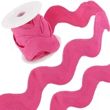 GORGECRAFT 30mm Rick Rack Trim RIC Rac 4.6 m Nähen Rickrack Spitze Wellenband Zickzack Welle Biegen Spitzenbesatz Hot Pink S Förmiger Gewebter Geflochtener Stoff Mit Spule Zum Nähen DIY Handwerk