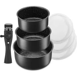 luxuskollektion Kochtopf Set 7-tlg. 3 x Kochtopf + Schmorpfanne