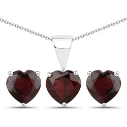 Vira Jewels Schmuck-Set 925/- Sterling Silber Granat bordeaux 2,94 ct. Ohrringe   Damen 