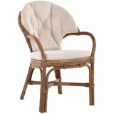 Krines Home Armlehnstuhl Klassischer Korbsessel Rattansessel Korb-Stuhl aus Natur-Rattan, gestäbt braun