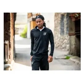 compressport seamless zip sweatshirt kapuzenjacke schwarz