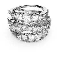 Swarovski Hyperbola Wrap Ring, Verschiedene Schliffe, Weiß, Rhodiniert
