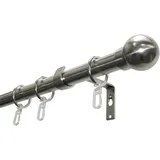 GARDINIA Gardinenstangen-Set Kugel Ø 19 mm Länge 220 cm Edelstahl-Optik