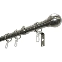 GARDINIA Gardinenstangen-Set Kugel Ø 19 mm Länge 220 cm Edelstahl-Optik