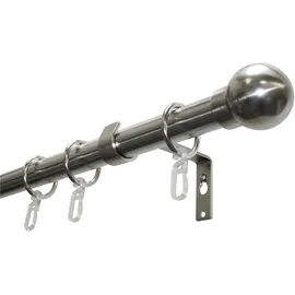 GARDINIA Gardinenstangen-Set Kugel Ø 19 mm Länge 220 cm Edelstahl-Optik