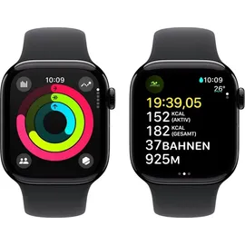 Apple Watch Series 10 GPS 42 mm Aluminiumgehäuse diamantschwarz Sportarmband schwarz M/L