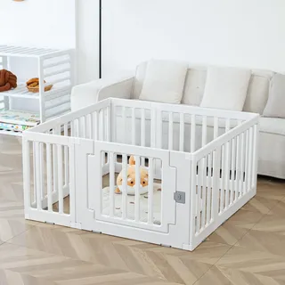 maualiyal Baby Laufgitter Kinder Activity Center Sicherheit Innen- oder Außen 8-Platten (Weiss 115x115cm)