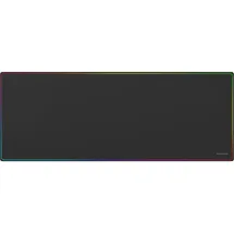 Mars Gaming MMP224, XXL-Gaming-Mauspad 880x330mm, Regenbogen-Randdesign, rutschfeste Naturkautschuk-Basis, hochpräzise Nanotextil-Oberfläche, Flexibles Mauspad, Schwarz