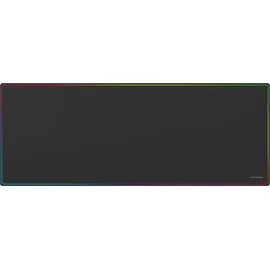 Mars Gaming MMP224, XXL-Gaming-Mauspad 880x330mm, Regenbogen-Randdesign, rutschfeste Naturkautschuk-Basis, hochpräzise Nanotextil-Oberfläche, Flexibles Mauspad, Schwarz