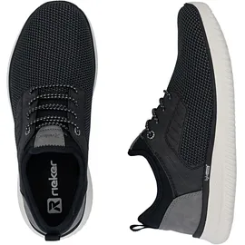 Rieker Slip-On Sneaker RIEKER, Herren, Gr. 46, schwarz, grau, Lederimitat, Textil, Schuhe, Slipper, Halbschuh, Freizeitschuh, Sneaker zum Schlupfen