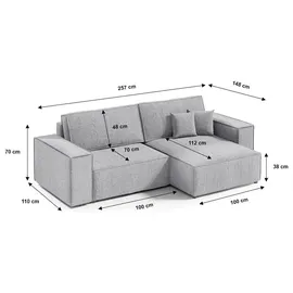 petits-meubles ECKSOFA Isaac 3 Sitzplätze Hellgrau