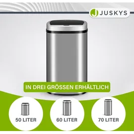 Juskys Automatik Mülleimer 60 l Silber