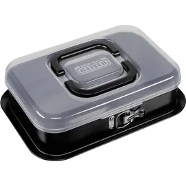 Kaiser Springform rechteckig mit Deckel, Tiramisu Form antihaftbeschichtet, klappbarer Griff, Kuchenform eckig