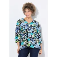 Ulla Popken Longbluse Blüten Schwarz 50/52