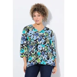 Ulla Popken Longbluse Blüten Schwarz 50/52