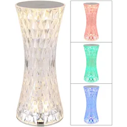 Tischlampe Dekoleuchte mit Farbwechsel LED Tischleuchte Kristalloptik Wohnzimmerlampe, RGB Farben fixierbar, DxH 8 x 18,5 cm