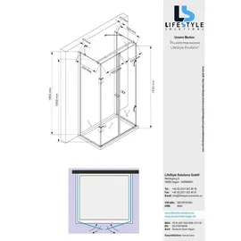 Glaszentrum Hagen 80x120x80x195 cm Ares U-Duschkabine - Transparent