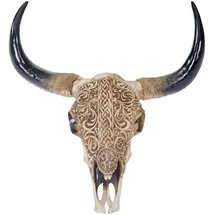 MCW Deko Schädel 65cm MCW-T454, Polyresin Stier Bulle Longhorn Tribal,