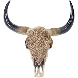MCW Deko Schädel 65cm MCW-T454, Polyresin Stier Bulle Longhorn Tribal,