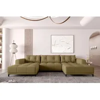 99rooms Massimo Wohnlandschaft Strukturstoff NEVE Khaki mit Schlaffunktion - Grün