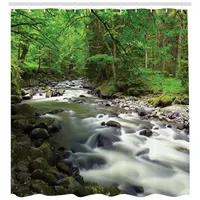 ABAKUHAUS Duschvorhang Riverbed Rock 175 x 200 cm grau/grün