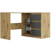 Home collective Eckschreibtisch mit 3 Schubladen & Einlegeboden, modern
