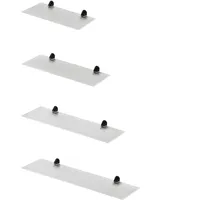 Euro Tische Wandregal aus Glas, 30 cm, Glasregal für Badezimmer, Duschregal aus Klarglas geriffelt mit 6 mm ESG-Sicherheitsglas und Metallhalterungen (Klarglas gerillt)