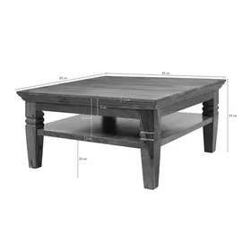 MASSIVMOEBEL24.DE Couchtisch Oxford Braun Akazie 85 x 85 x 45 cm