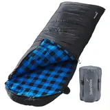 Skandika Dundee Decken-Schlafsack, Luxus-Qualität, Baumwolle/Flanell Innenfutter, bis -20°C, 220x80 cm, koppelbar (Schwarz RV Links)