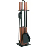 MS Beschläge Kaminbesteck 4-teilig Eiche gedämpft 0,65 m Schwarz