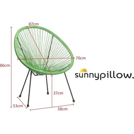 sunnypillow Acapulco Gartenstuhl 55 x 55 x 80 cm Grün 2 St.