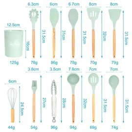 Intirilife Küchenutensilien Set 12-teilig Silikon Mint Grün