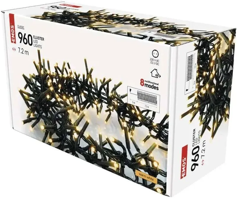 EMOS D4BW08 LED Weihnachtslichterkette integrierte LED-Quelle | 2700K